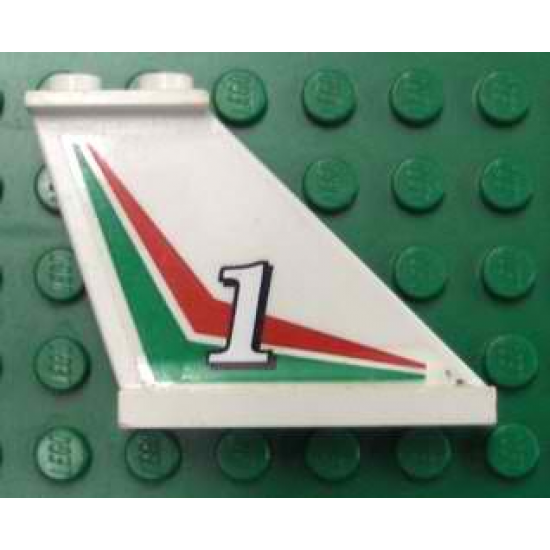 Tail 4 x 1 x 3 with White Number 1 on Red and Green Chevrons Pattern on Right Side (Sticker) - Set 6543