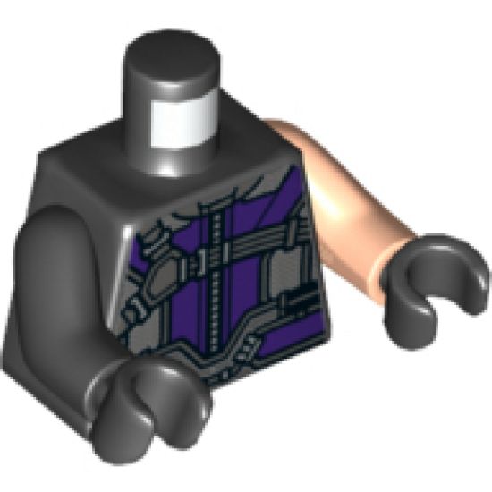 Torso Suit with Purple Highlights and Straps / Quiver on Back Pattern (Hawkeye) / Light Nougat Arm Left / Black Arm Right / Black Hands