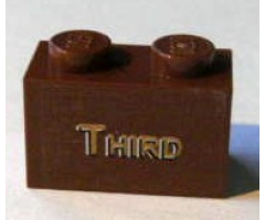 Brick 1 x 2 with Gold 'THIRD' Pattern (Sticker) - Set 10194