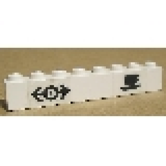 Brick 1 x 8 with Train Logo Black & Coffee Cup Pattern (Sticker) - Set 4554
