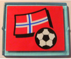 Glass for Window 1 x 4 x 3 with Flag of Norway and Soccer Ball on Red Background Pattern (Sticker) - Set 3407