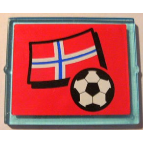 Glass for Window 1 x 4 x 3 with Flag of Norway and Soccer Ball on Red Background Pattern (Sticker) - Set 3407