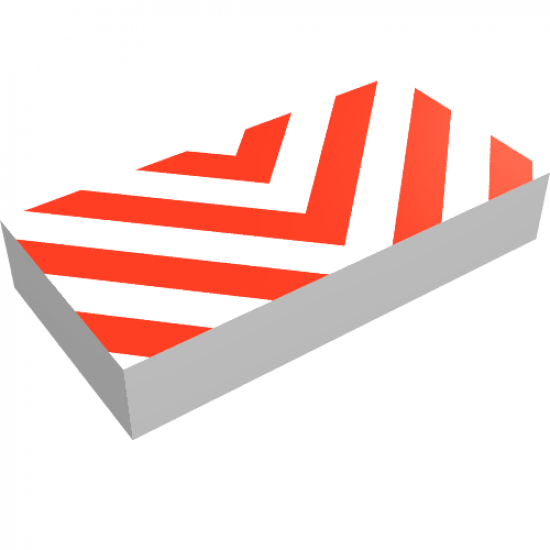Tile 1 x 2 with Red Danger Chevrons Pattern