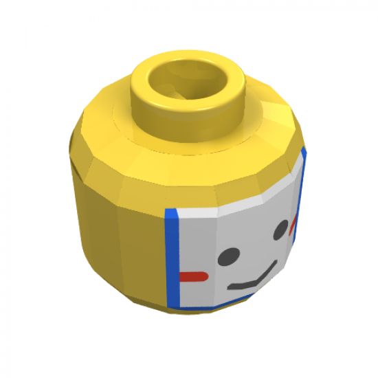 Minifigure, Head Face Paint Islander with White and Blue War Paint Pattern - Blocked Open Stud