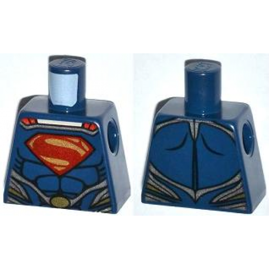 Torso Shirt with Muscles, Red and Yellow Superman 'S' Logo and Gold Oval Belt Buckle with Red Cape Clasp Pattern