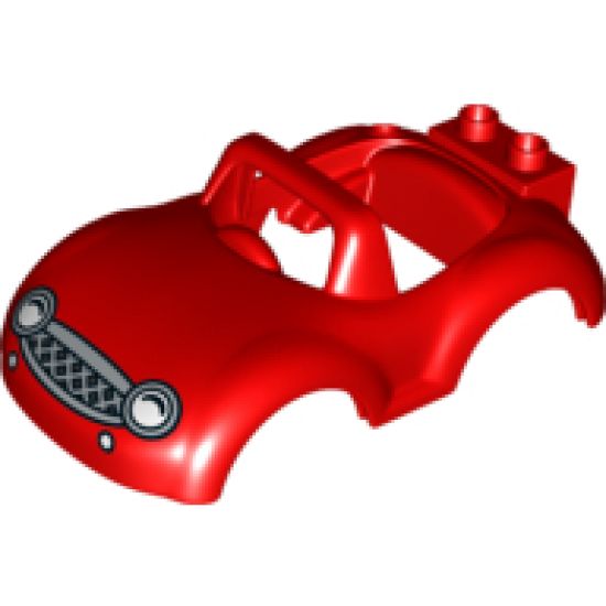 Duplo, Vehicle Car Body with Windscreen Frame with White Headlights Pattern