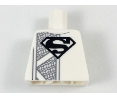 Torso with Black Superman Logo, Dark Bluish Gray Mesh Stripe Pattern