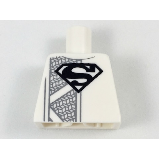 Torso with Black Superman Logo, Dark Bluish Gray Mesh Stripe Pattern