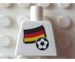 Torso Soccer White/Black Team, German Flag Sticker Front, Black Number Sticker Back (specify number in listing)