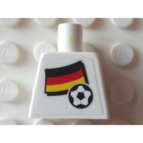 Torso Soccer White/Black Team, German Flag Sticker Front, Black Number Sticker Back (specify number in listing)