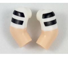 Arm, (Matching Left and Right) Pair with White Short Sleeves with 2 Black Stripes Pattern
