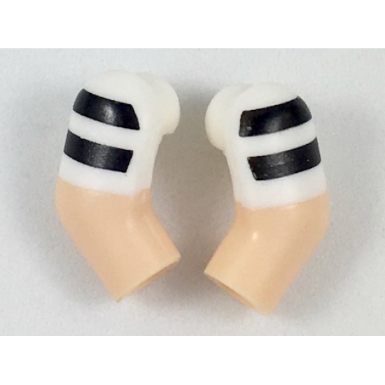 Arm, (Matching Left and Right) Pair with White Short Sleeves with 2 Black Stripes Pattern