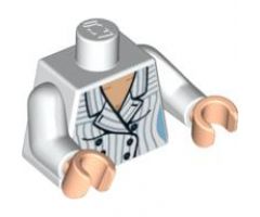 Torso Indiana Jones Suit Jacket Female with Blue Pinstripes Pattern / White Arms / Light Nougat Hands