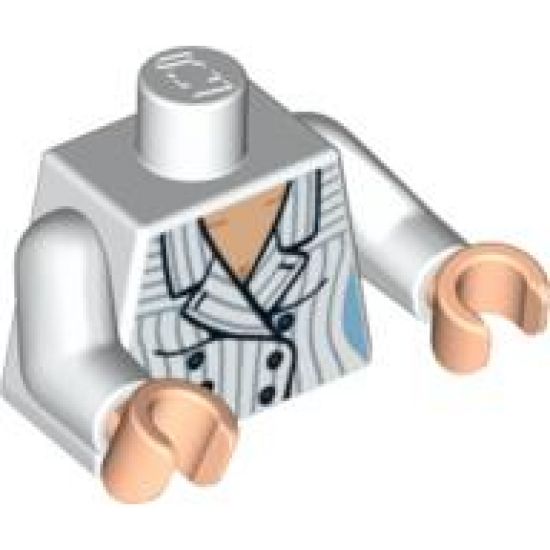 Torso Indiana Jones Suit Jacket Female with Blue Pinstripes Pattern / White Arms / Light Nougat Hands