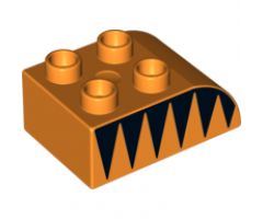 Duplo, Brick 2 x 3 with Curved Top and Black Triangles Pattern on Both Sides