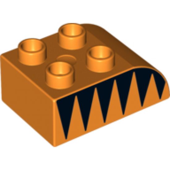 Duplo, Brick 2 x 3 with Curved Top and Black Triangles Pattern on Both Sides