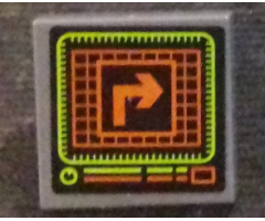 Tile 2 x 2 with Computer Screen with Turn Right Arrow in Center of Grid Pattern (Sticker) - Set 76023