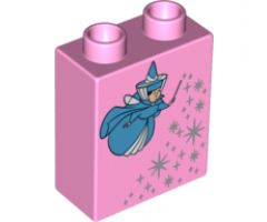 Duplo, Brick 1 x 2 x 2 with Fairy Godmother with Wand and Fairy Dust Pattern