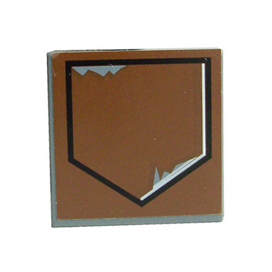 Tile 2 x 2 with Black Pentagon and Paint Scratches Pattern (Sticker) - Set 6210