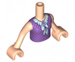 Mini Doll, Torso Friends Girl Medium Lavender Vest Over Light Aqua Blouse Pattern, Light Nougat Arms with Hands