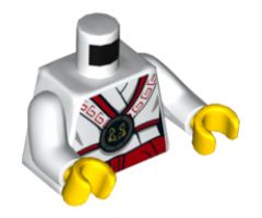 Torso Ninjago Robe with Black and Red Trim with Black Emblem and Wolf Pattern / White Arms / Yellow Hands