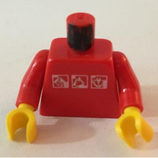 Torso Gravity Games with 3 White & Silver Logos Pattern / Red Arms / Yellow Hands