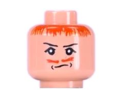 Minifigure, Head Moustache with Hair, Eyebrows, White Pupils, Dimples Pattern (HP Peter Pettigrew) - Blocked Open Stud