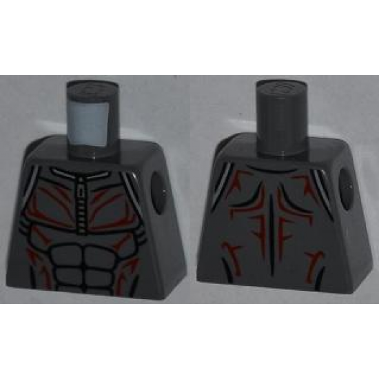 Torso Muscles Outline with Zipper and Protruding Veins Pattern