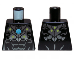 Torso Chima Silver Armor, Muscles and Blue Round Jewel (Chi) Pattern
