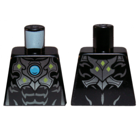 Torso Chima Silver Armor, Muscles and Blue Round Jewel (Chi) Pattern