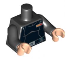 Torso SW Light Gray Female Outline, Belt with Silver Buckle Pattern (Juno) / Black Arms / Light Nougat Hands