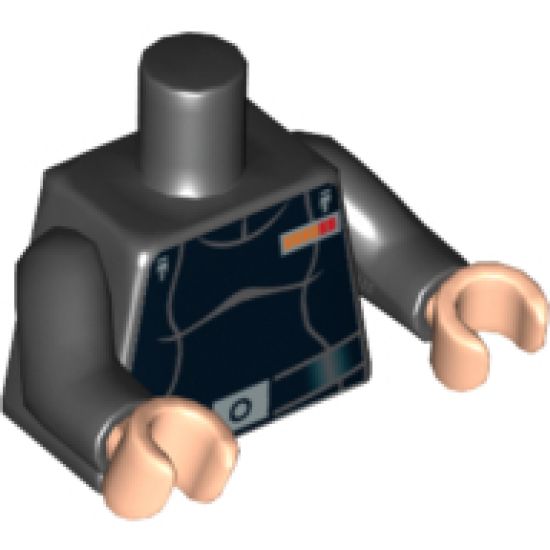 Torso SW Light Gray Female Outline, Belt with Silver Buckle Pattern (Juno) / Black Arms / Light Nougat Hands