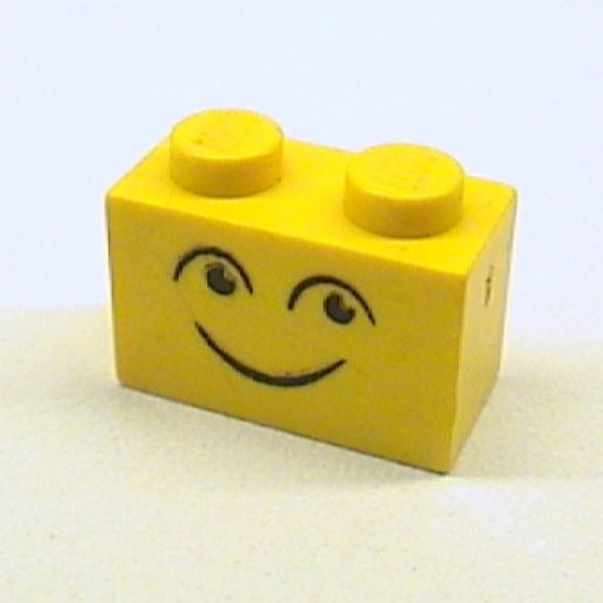 Brick 1 x 2 with Eyes and Smile and Eyebrows Pattern