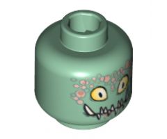 Minifigure, Head Alien with Yellow Eyes, Pointed Teeth and Bubbles Pattern - Blocked Open Stud