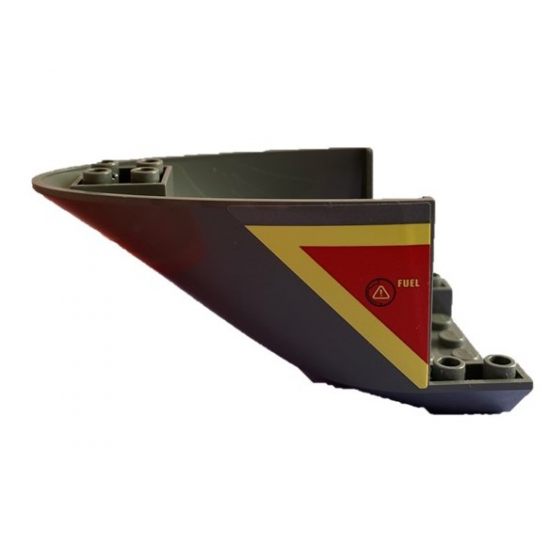 Aircraft Fuselage Curved Aft Section 6 x 10 Bottom with Yellow Lines and 'FUEL' on Red Background Pattern on Both Sides (Stickers) - Set 60217