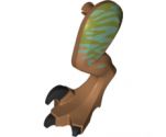 Animal, Body Part Dinosaur Leg Large (Rear) Raptor Left with Pin, Black Claws and Medium Azure Stripes over Olive Green Pattern