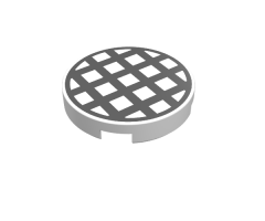 Tile, Round 2 x 2 with Black Grid Large Pattern