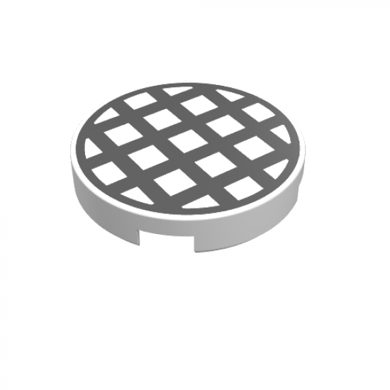 Tile, Round 2 x 2 with Black Grid Large Pattern
