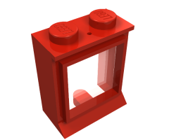 Window 1 x 2 x 2 with Extended Lip and Solid Studs, with Fixed Glass
