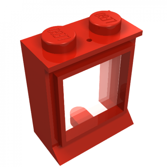 Window 1 x 2 x 2 with Extended Lip and Solid Studs, with Fixed Glass