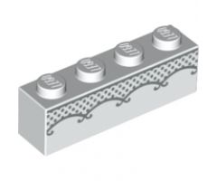 Brick 1 x 4 with Silver Lace Pattern (BrickHeadz Bride Torso)