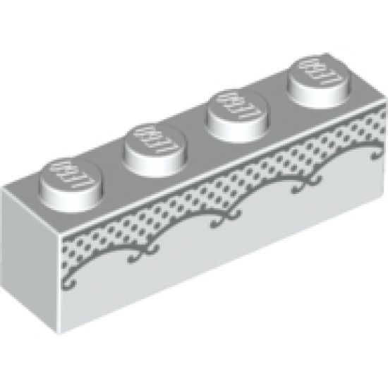 Brick 1 x 4 with Silver Lace Pattern (BrickHeadz Bride Torso)