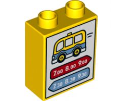 Duplo, Brick 1 x 2 x 2 with Bus Schedule Pattern