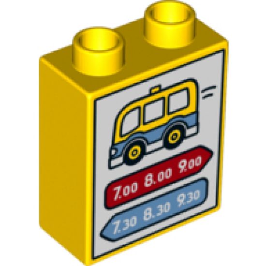 Duplo, Brick 1 x 2 x 2 with Bus Schedule Pattern