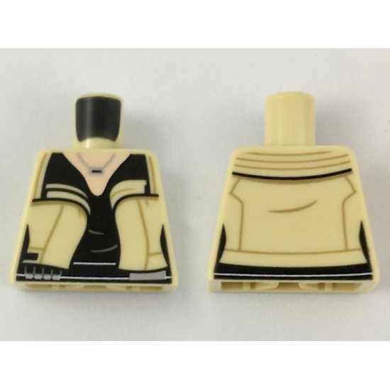 Torso Female Jacket, Light Nougat Neck, Silver Necklace, Black Shirt and Belt Pattern