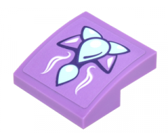 Slope, Curved 2 x 2 with Medium Lavender and Bright Light Blue Geometric Dragon Scales Pattern (Sticker) - Set 41178