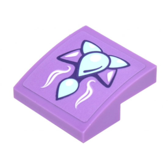 Slope, Curved 2 x 2 with Medium Lavender and Bright Light Blue Geometric Dragon Scales Pattern (Sticker) - Set 41178