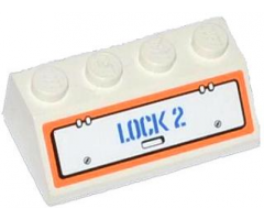 Slope 45 2 x 4 with Hatch and 'LOCK 2' Pattern (Sticker) - Set 60015
