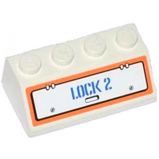 Slope 45 2 x 4 with Hatch and 'LOCK 2' Pattern (Sticker) - Set 60015