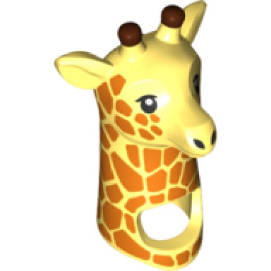 Minifigure, Headgear Head Cover, Costume Giraffe Head and Neck with Orange Spots Pattern